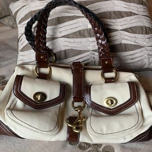 Coach Daphne Legacy Doctors bag  Ivory canvas with Brown leather trim